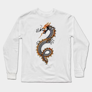 Discover Stunning Black & Red Chinese Dragon Design Long Sleeve T-Shirt